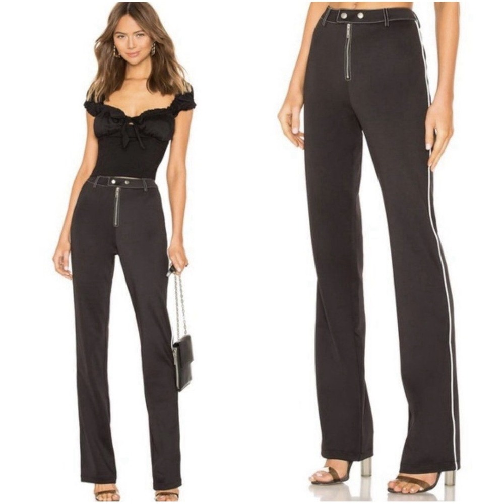 I.AM.GIA‎ High Rise Slater Pants Size Small Black White Side Piping Straight Leg